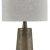Tafellamp Firenze bronze Large + kap Cilinder 25x25x25cm Oslo linnen naturel