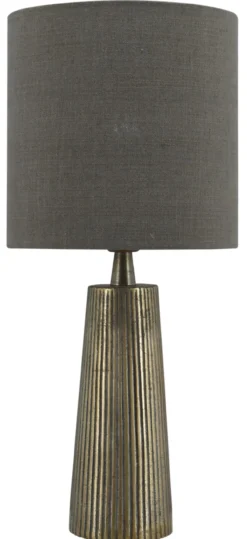 Tafellamp Firenze bronze Large + kap Cilinder 25x25x25cm Oslo linnen bruin
