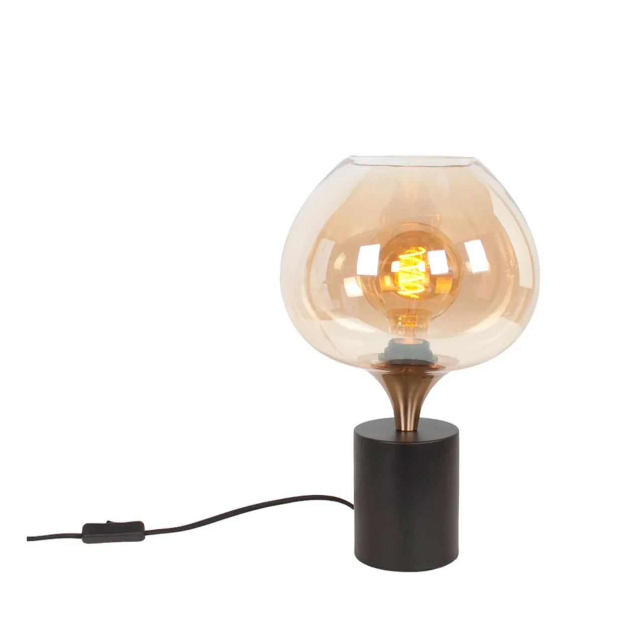 Tafellamp Fresu 1-Lichts brons/amber