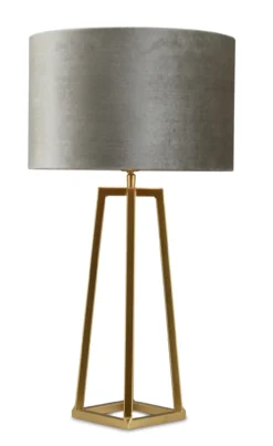 Tafellamp Lorenzo large gold + kap Cilinder 35x35x22cm Fendi velours taupe ( taupe binnenkant )