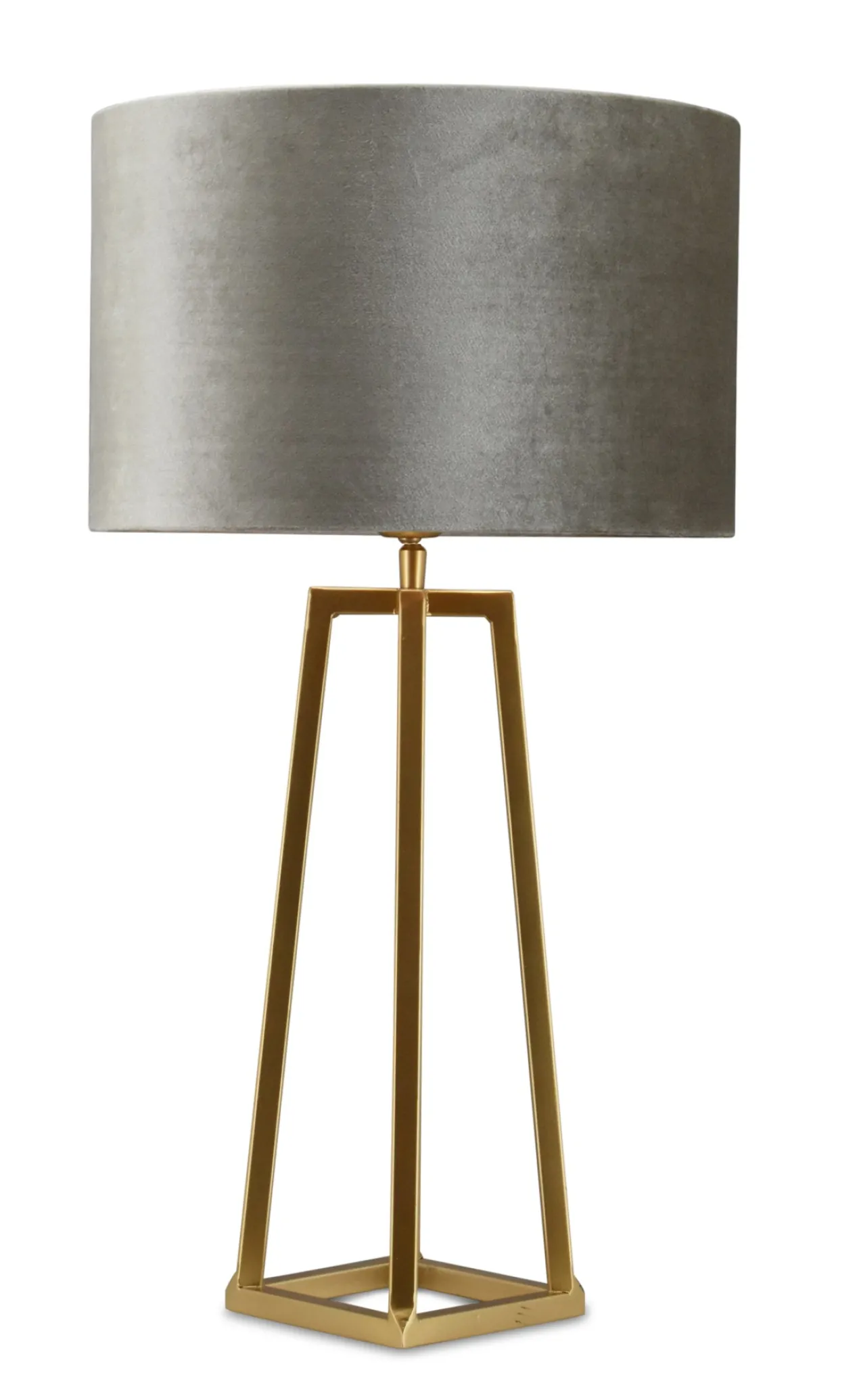Tafellamp Lorenzo large gold + kap Cilinder 35x35x22cm Fendi velours taupe ( taupe binnenkant )