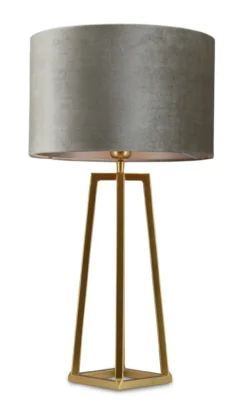 Tafellamp Lorenzo large gold + kap Cilinder 35x35x22cm Fendi velours taupe ( taupe binnenkant )