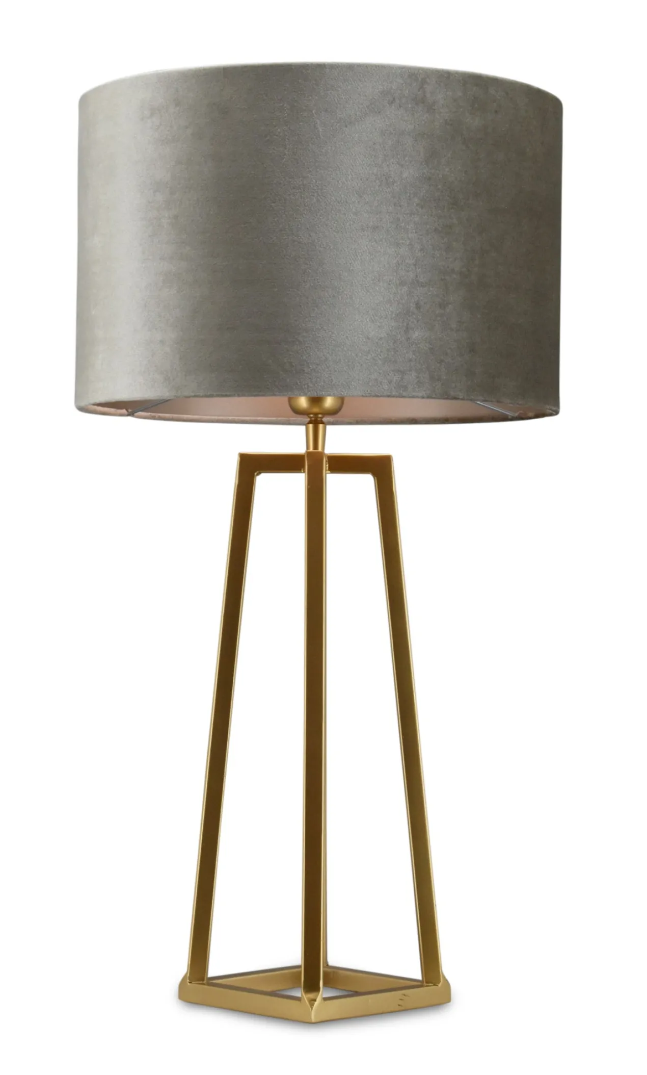 Tafellamp Lorenzo large gold + kap Cilinder 35x35x22cm Fendi velours taupe ( taupe binnenkant )