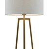 Tafellamp Lorenzo large gold + kap Cilinder 35x35x22cm Bouclé blanc ( witte binnenkant )
