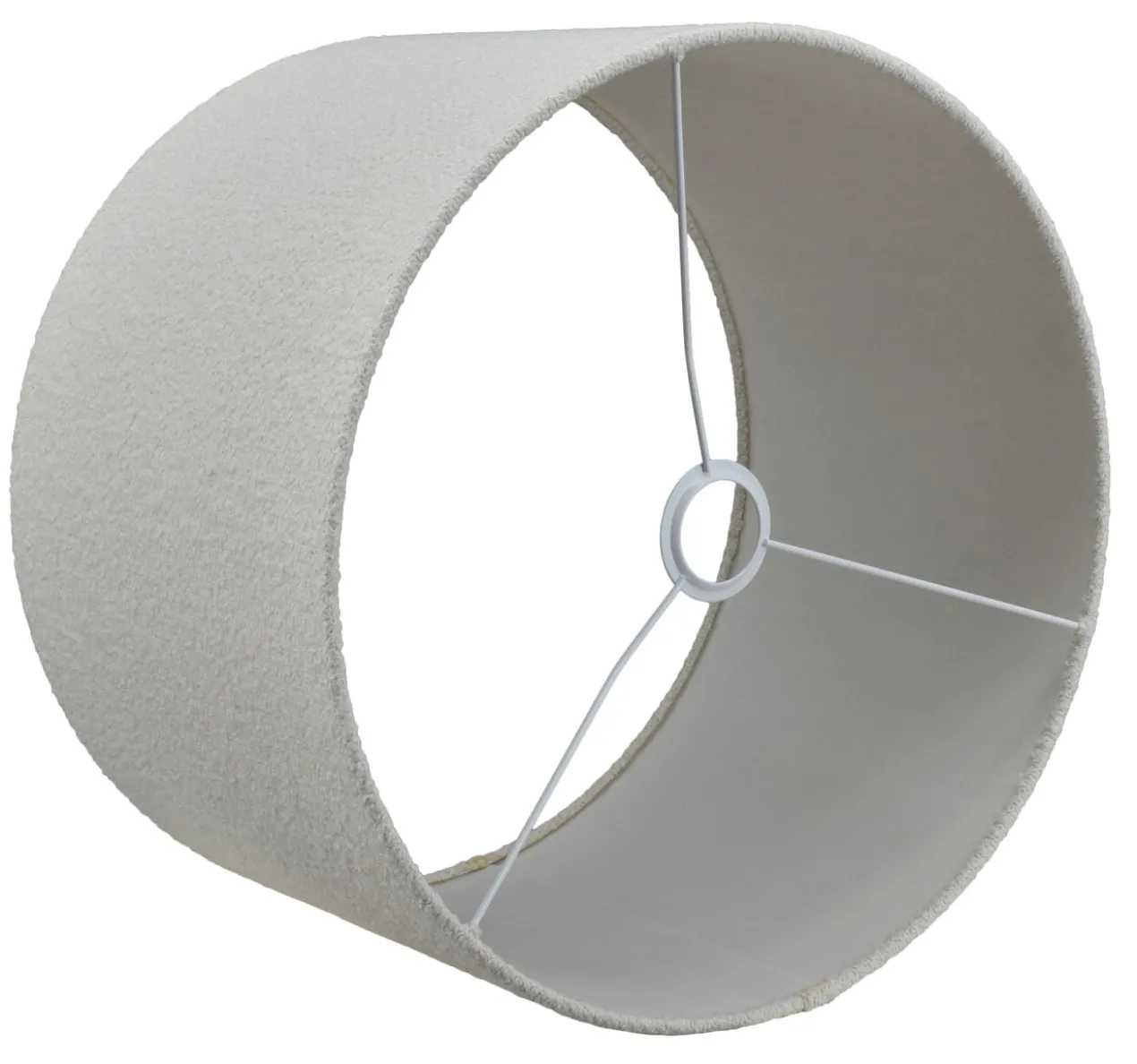 Tafellamp Lorenzo large gold + kap Cilinder 35x35x22cm Bouclé blanc ( witte binnenkant )