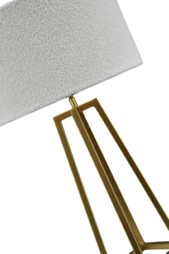 Tafellamp Lorenzo large gold + kap Cilinder 35x35x22cm Bouclé blanc ( witte binnenkant )