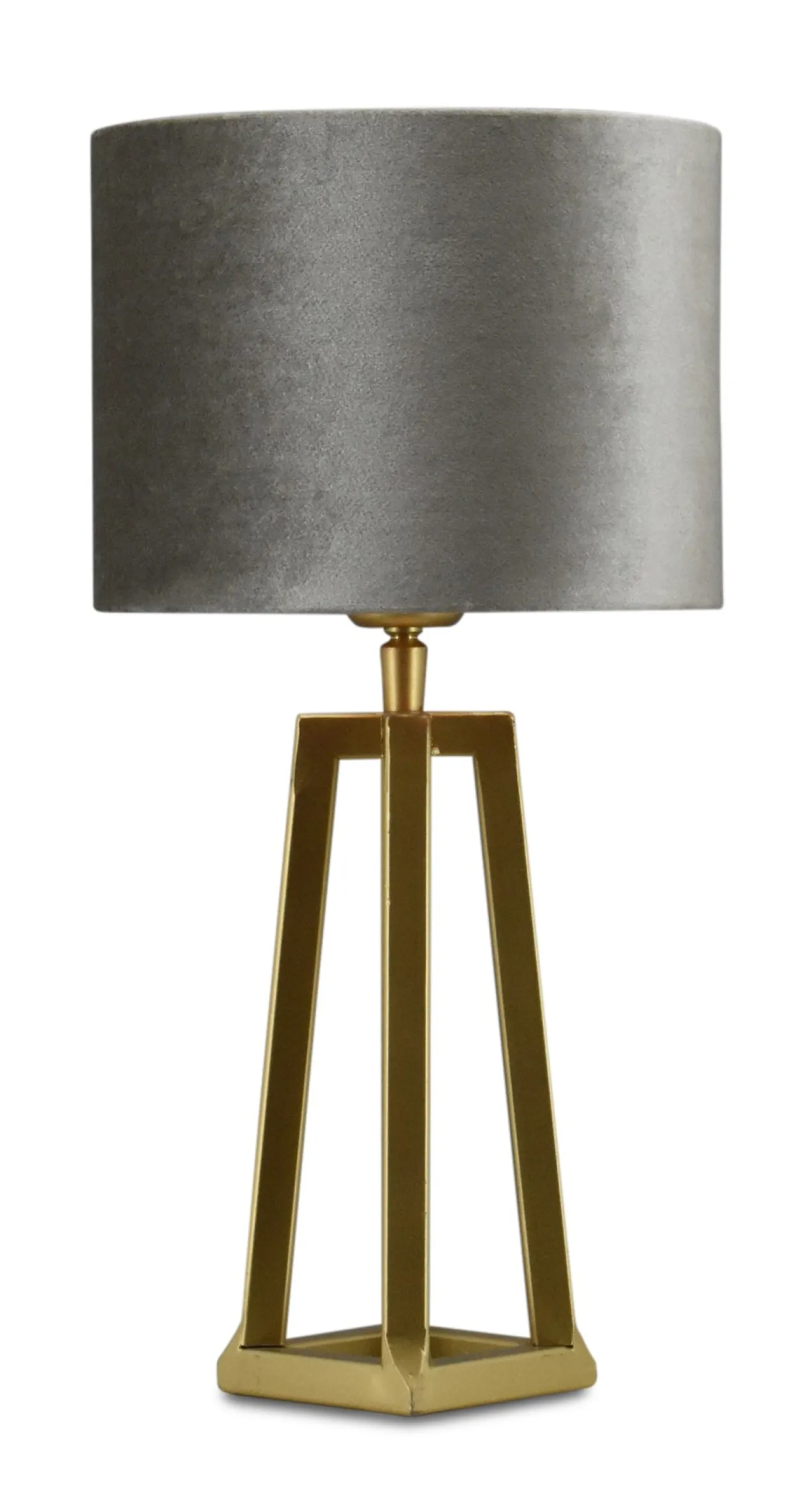 Tafellamp Lorenzo small gold + kap Cilinder 20x20x15cm Fendi velours taupe ( taupe binnenkant )