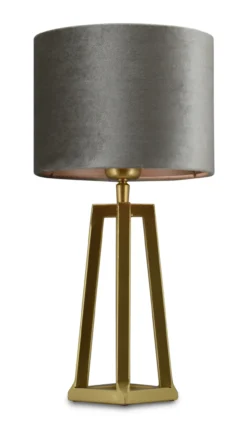 Tafellamp Lorenzo small gold + kap Cilinder 20x20x15cm Fendi velours taupe ( taupe binnenkant )
