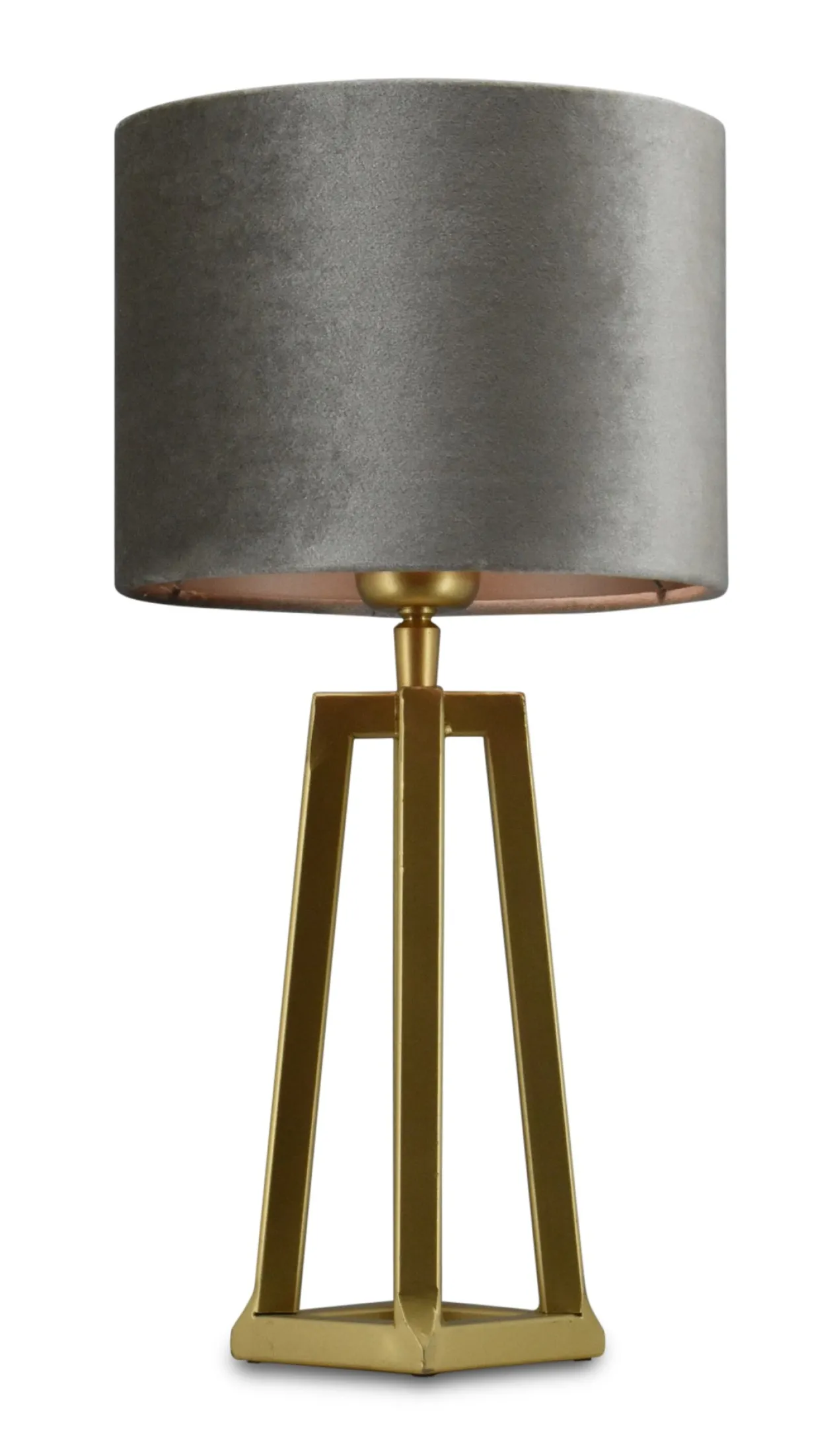 Tafellamp Lorenzo small gold + kap Cilinder 20x20x15cm Fendi velours taupe ( taupe binnenkant )