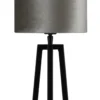 Tafellamp Lorenzo zwart small + kap Cilinder 20x20x15cm Fendi velours taupe ( taupe binnenkant )