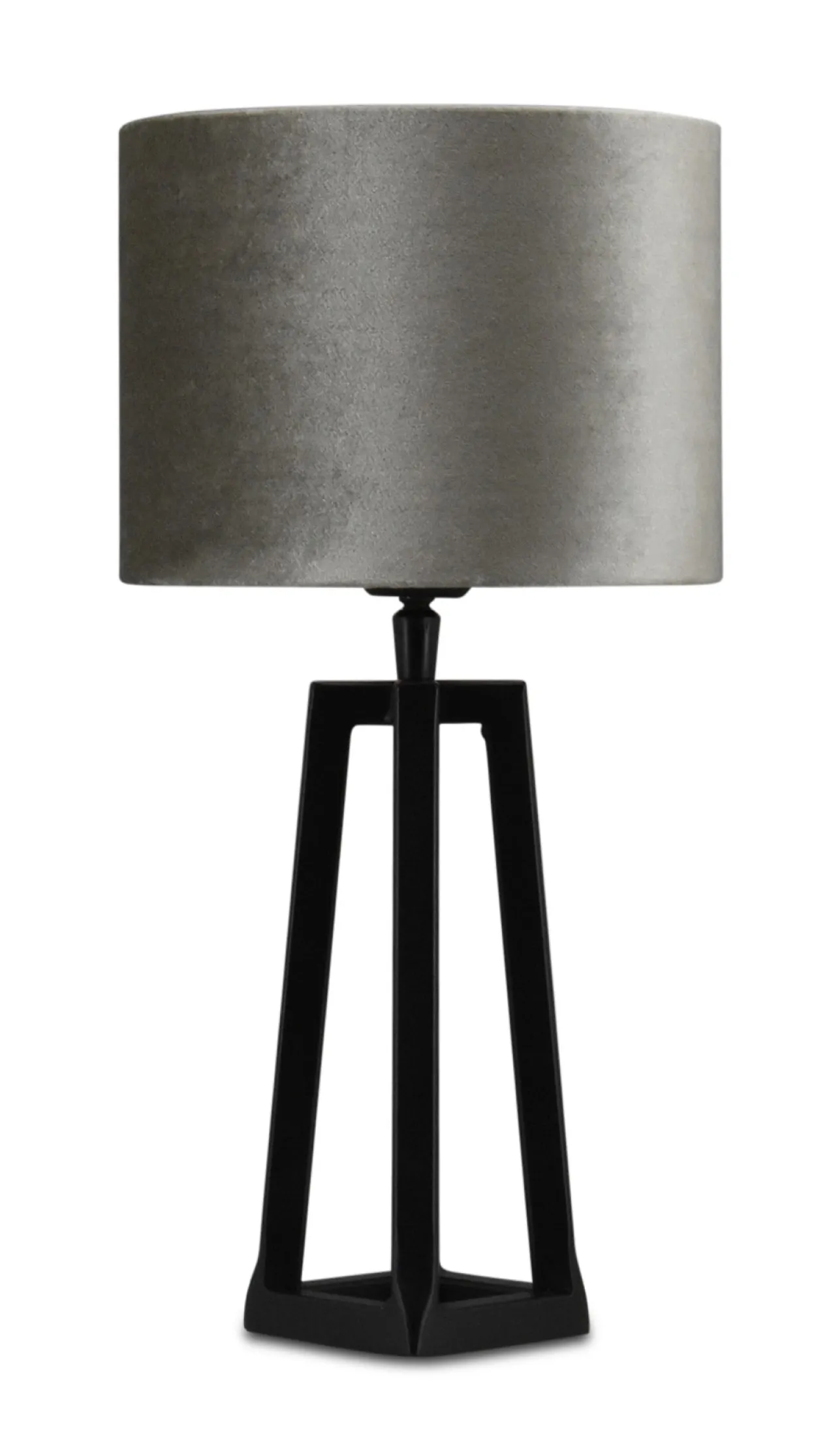 Tafellamp Lorenzo zwart small + kap Cilinder 20x20x15cm Fendi velours taupe ( taupe binnenkant )