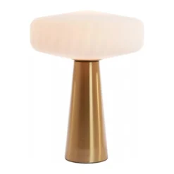 Tafellamp Pleat mat wit glas en goud 53 cm