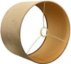 Tafellamp Rico groot brons + kap 35/35/22 Alice velours bruin ( gouden binnenkant )