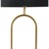 Tafellamp Rico groot brons + kap 35/35/22 Alice velours zwart ( gouden binnenkant )