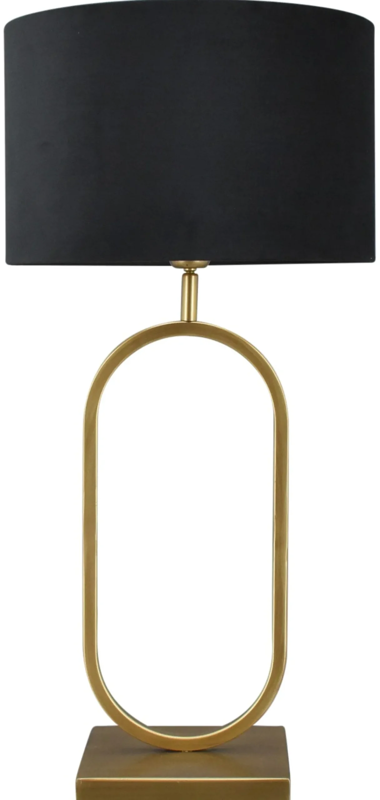 Tafellamp Rico groot brons + kap 35/35/22 Alice velours zwart ( gouden binnenkant )