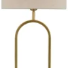 Tafellamp Rico groot brons + kap 35/35/22 Naturel linnen ( witte binnenkant )