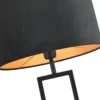 Tafellamp Veneto groot zwart + kap 35/35/22 Alice velours zwart ( gouden binnenkant )