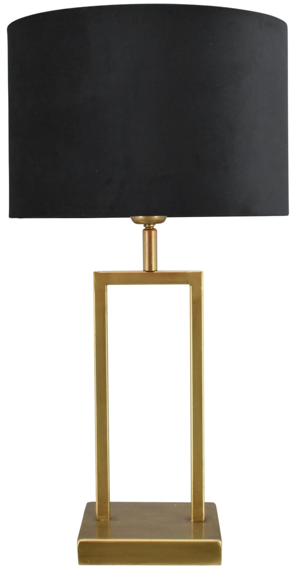 Tafellamp Veneto klein brons + kap 30/30/20 Alice velours zwart ( gouden binnenkant )