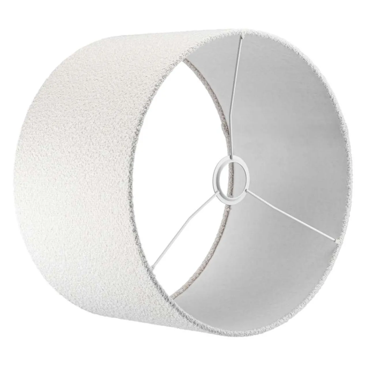 Tafellamp Veneto klein brons + kap 30/30/20 Bouclé blanc ( witte binnenkant )