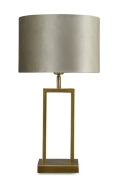 Tafellamp Veneto klein brons + kap 30/30/20 Fendi velours taupe ( taupe binnenkant )