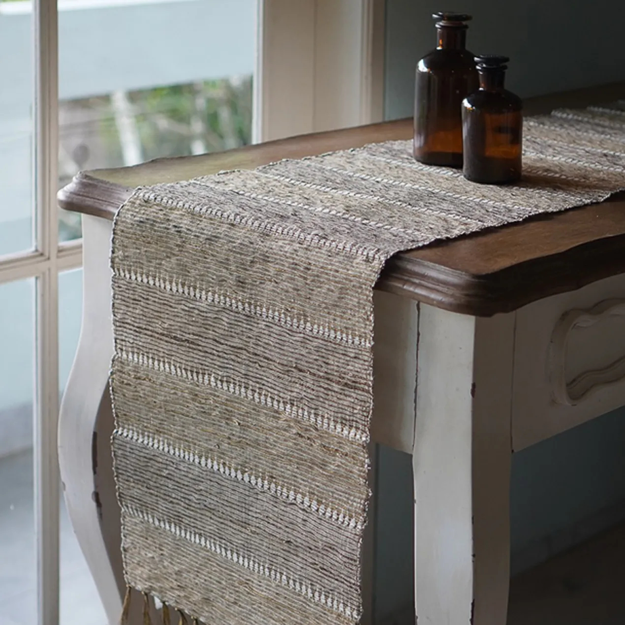 Tafelloper Vetiver 200x35 cm beige/geelgoud