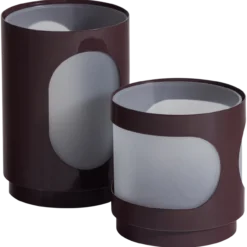 Tavo windlichten metaal/glas bruin - set van 2