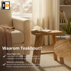 Teakhouten krukje 40 cm naturel