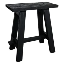 Teakhouten krukje 40 cm zwart