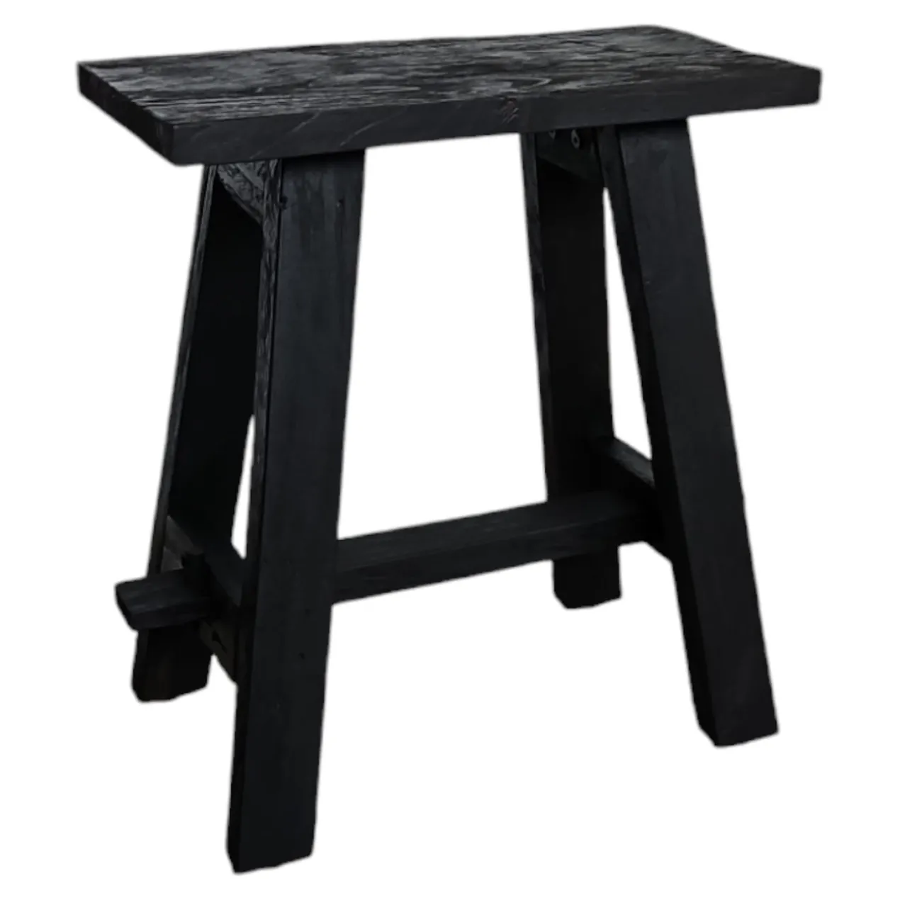 Teakhouten krukje 40 cm zwart