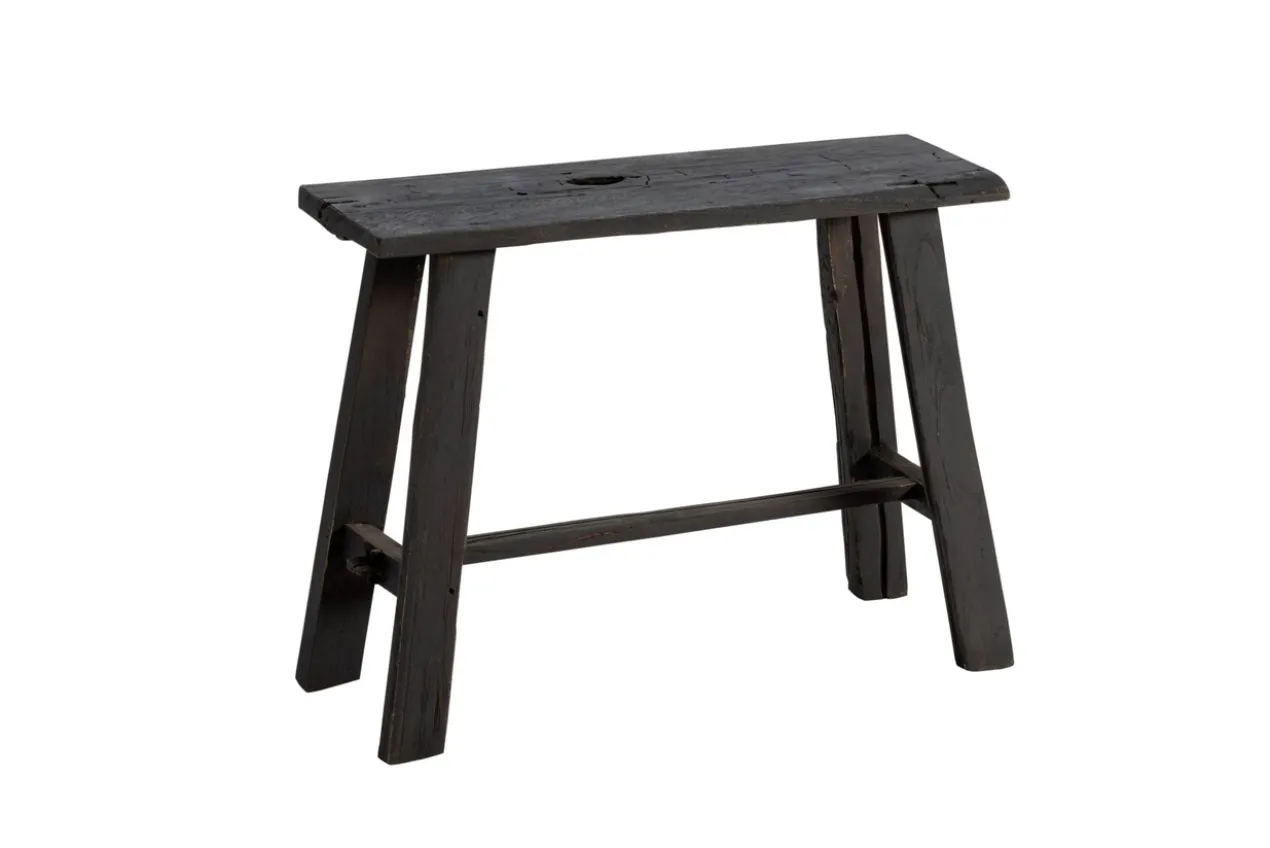 Teakhouten krukje 60 cm zwart
