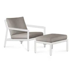 Teak Jack loungestoel - wit aluminium - compleet - mocha kussens