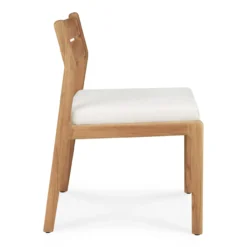 Teak Jack stoel zonder armleuning - outdoor - met off white kussen