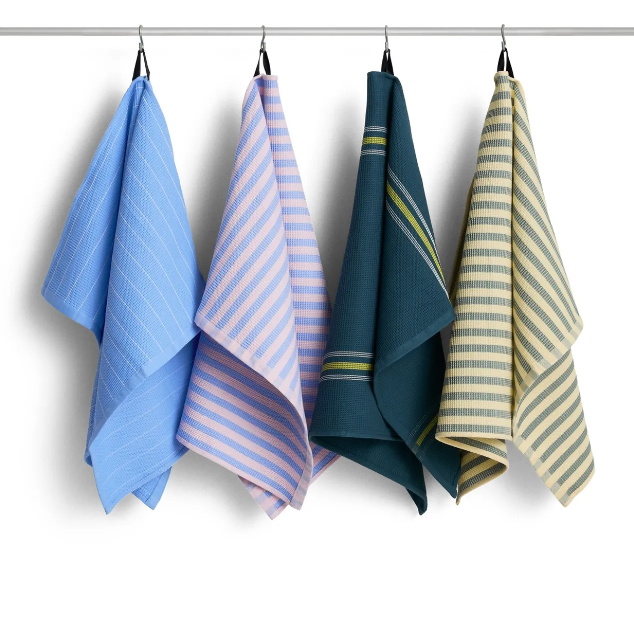 Theedoek Canteen organic sky blue/light pink block stripe