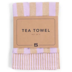 Theedoek Olivia lupine brown - set van 2