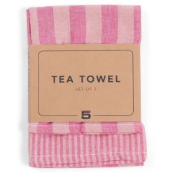 Theedoek Olivia magenta dust - set van 2