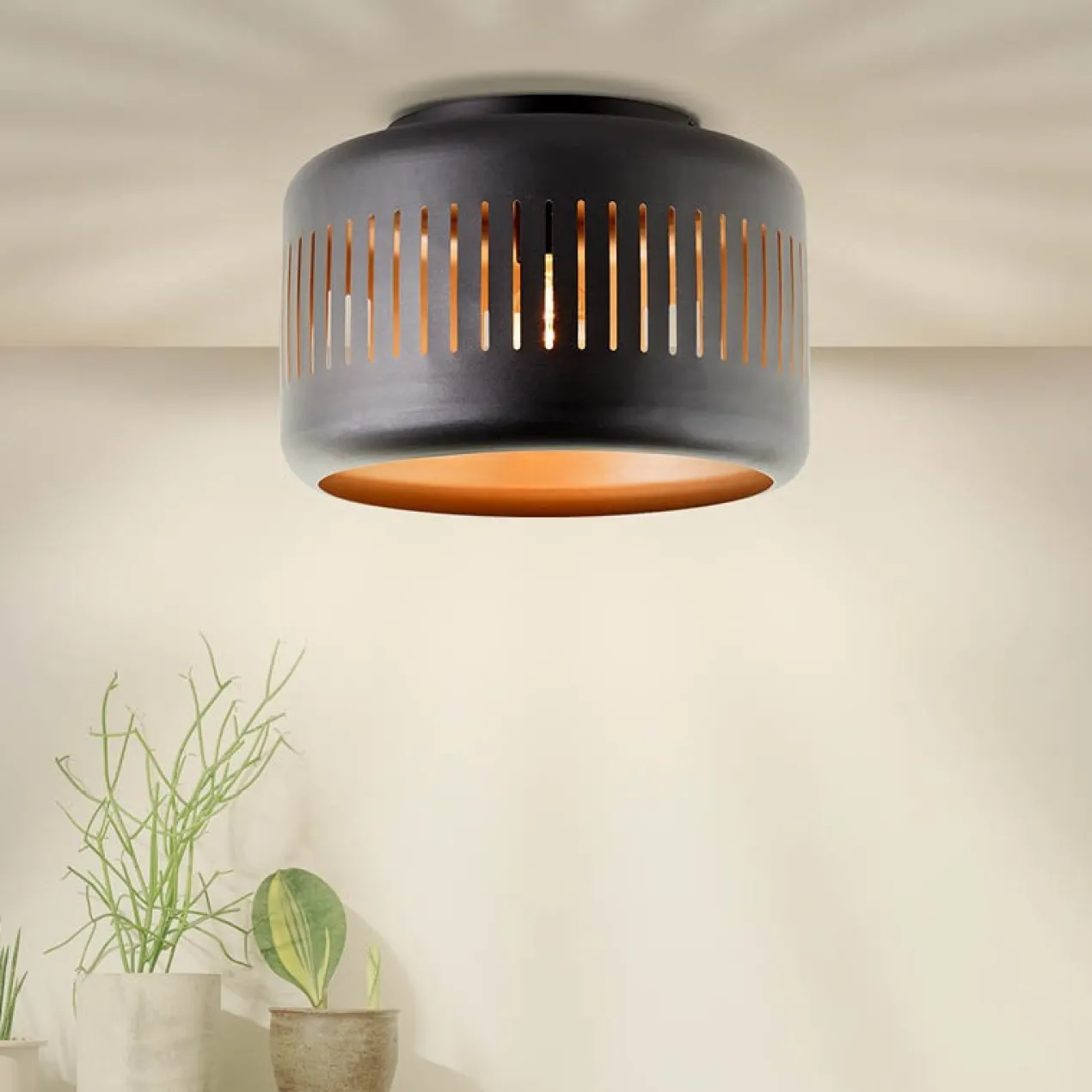 THIJS PLAFONDLAMP Ø38CM ZWART/GOUD, EXCL. E27 LICHTBRON