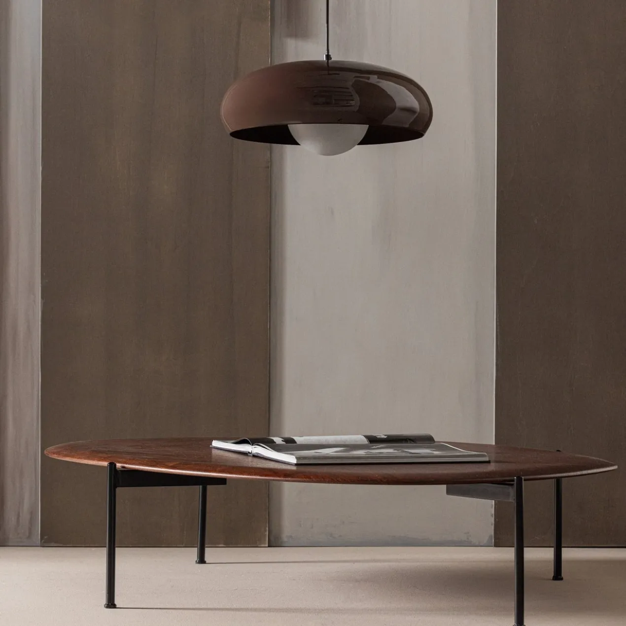 Tivo hanglamp rond metaal hoogglans bruin