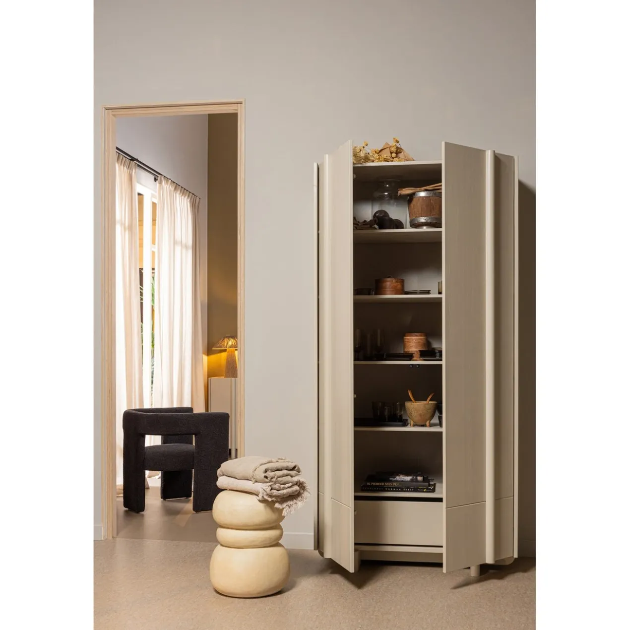 Tiwa fauteuil boucle donkergrijs
