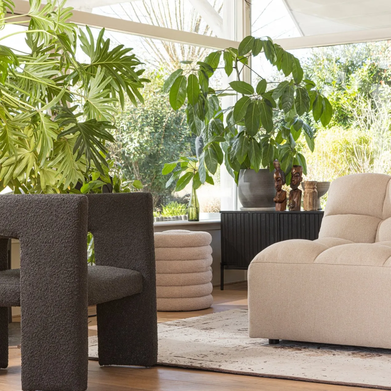 Tiwa fauteuil boucle donkergrijs