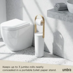 Toiletrolhouder Umbra Bellwood wit Naturel Hout
