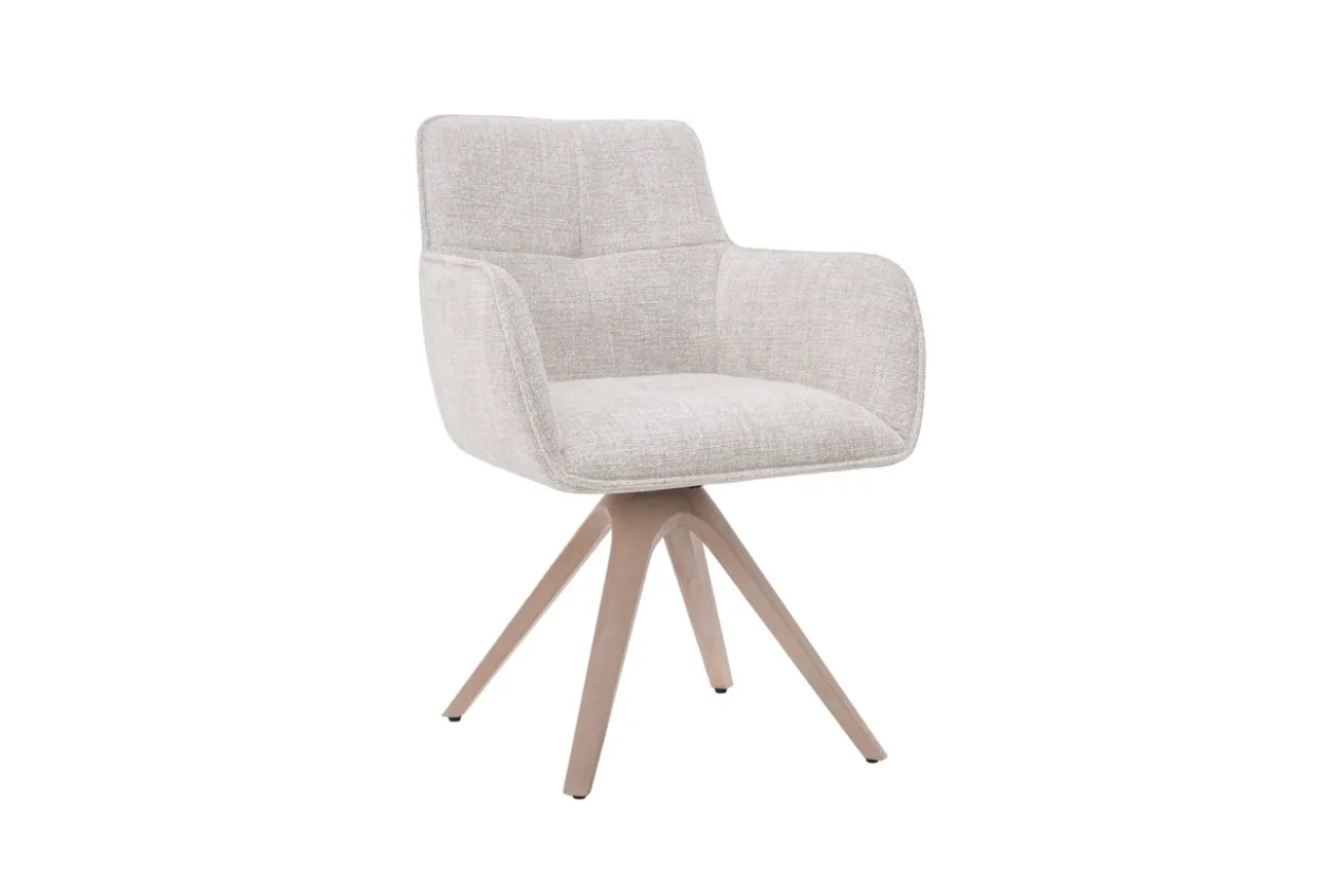 Tracy draaistoel wood stof beige