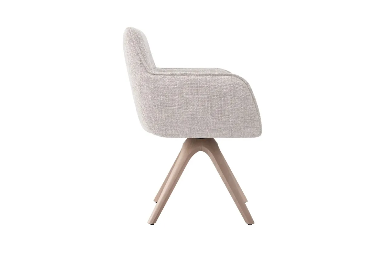 Tracy draaistoel wood stof beige