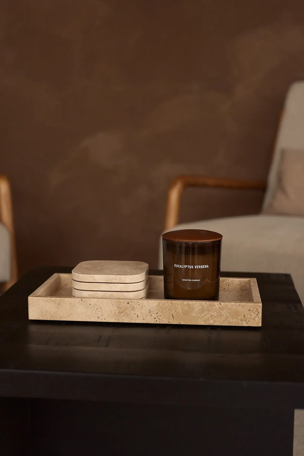 Travertine dienblad met rand 15x30cm tray