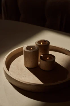 Travertine dienblad rond met rand Ø30cm