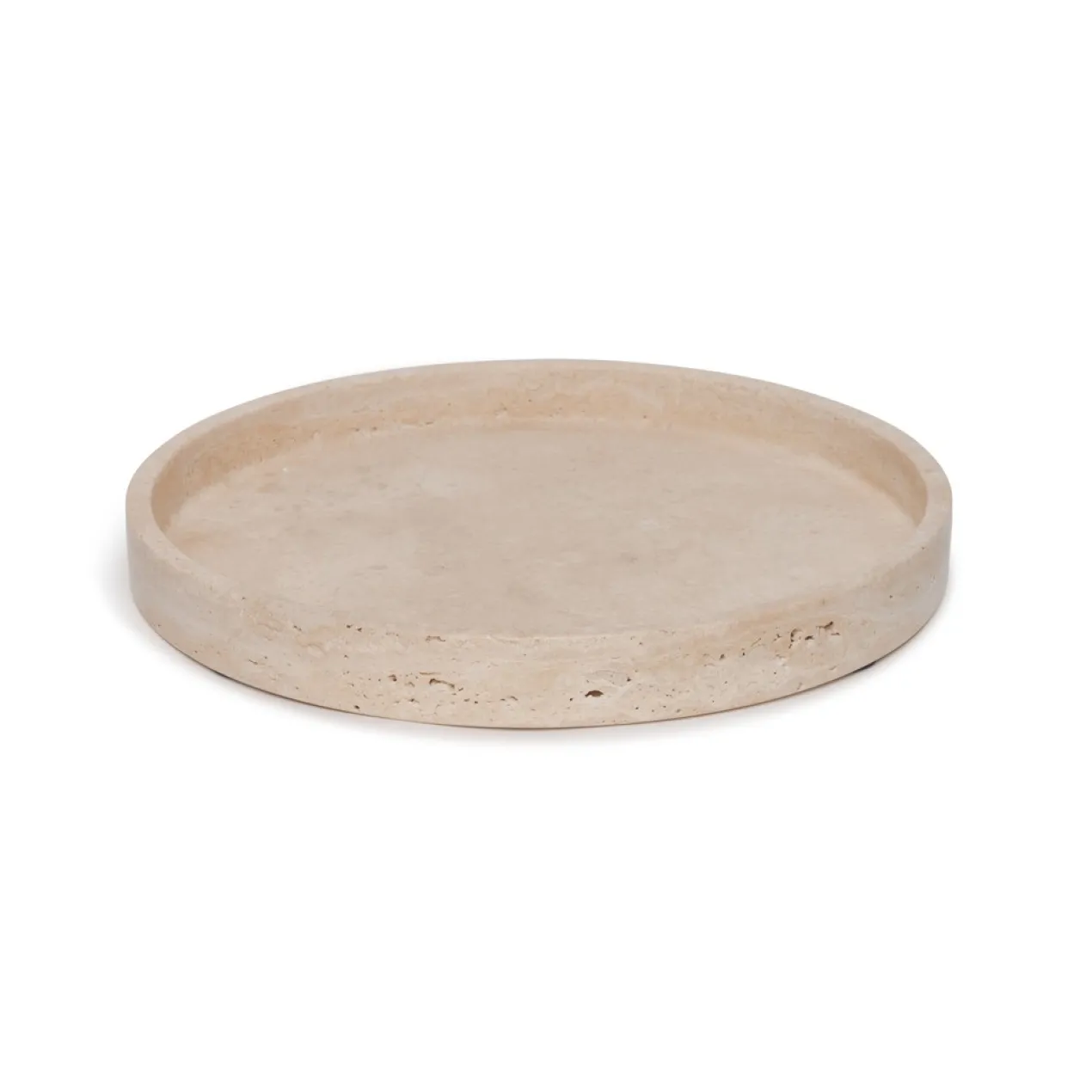 Travertine dienblad rond met rand Ø30cm