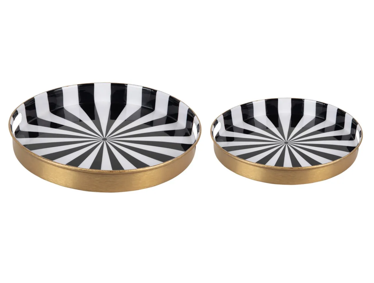 Tray set Candy Swirl enamel black & white, Set of 2pcs