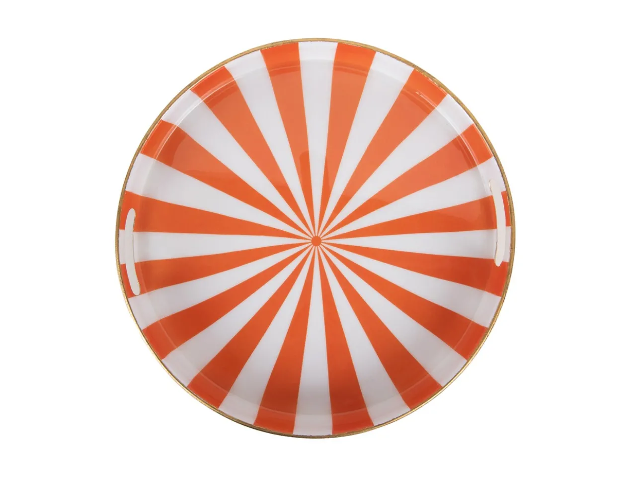 Tray set Candy Swirl enamel bright orange & white, Set of 2pcs