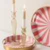 Tray set Candy Swirl enamel flamingo pink & white, Set of 2pcs