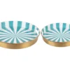 Tray set Candy Swirl enamel turquoise blue & white, Set of 2pcs