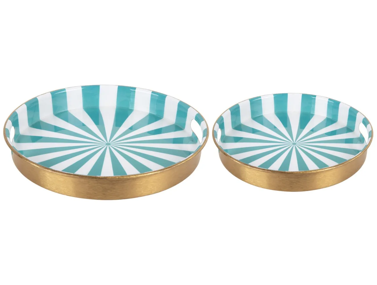 Tray set Candy Swirl enamel turquoise blue & white, Set of 2pcs